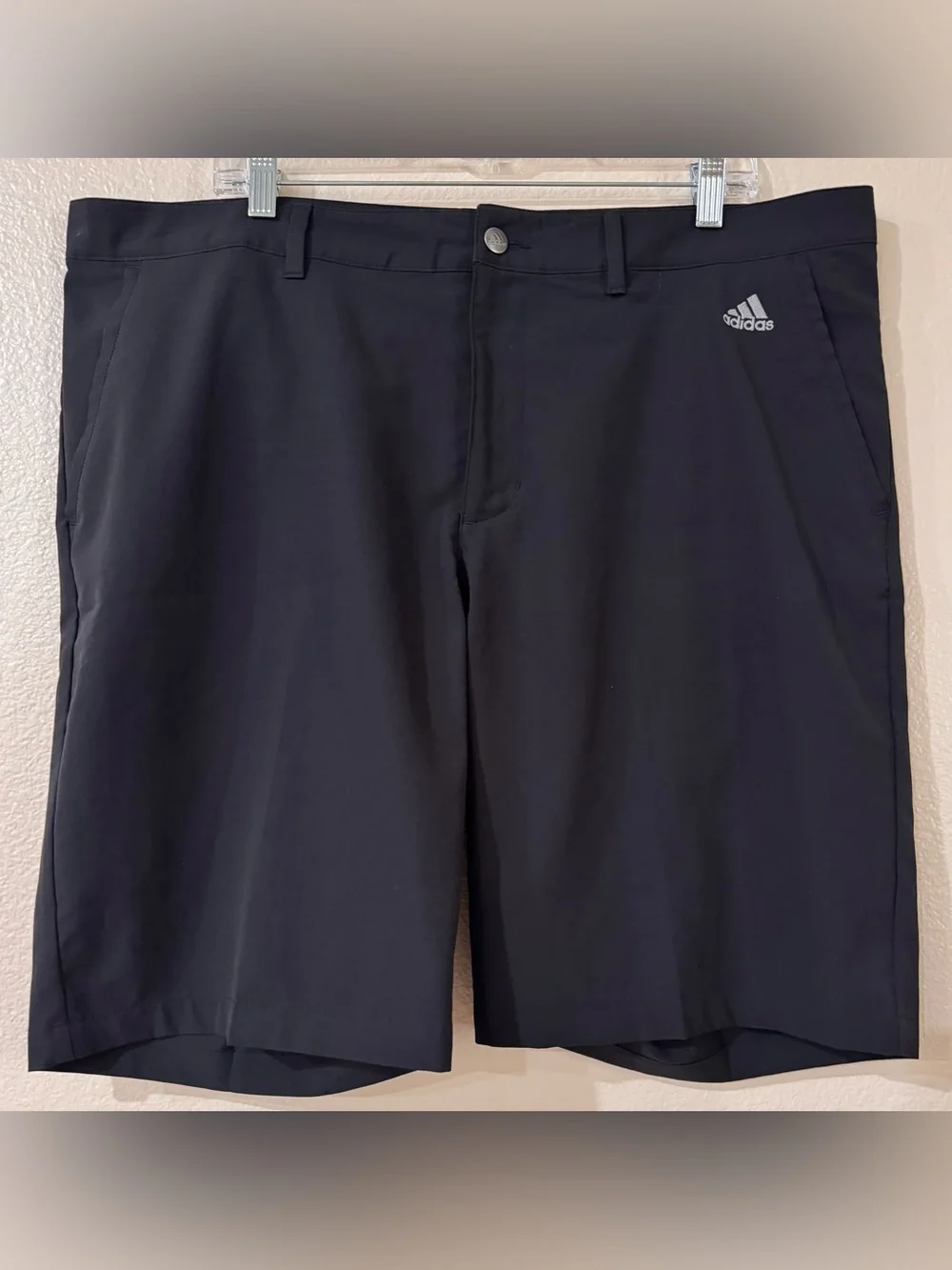 adidas Recycled Content Golf Shorts Black Flat Front Smooth Waist Men Size 40